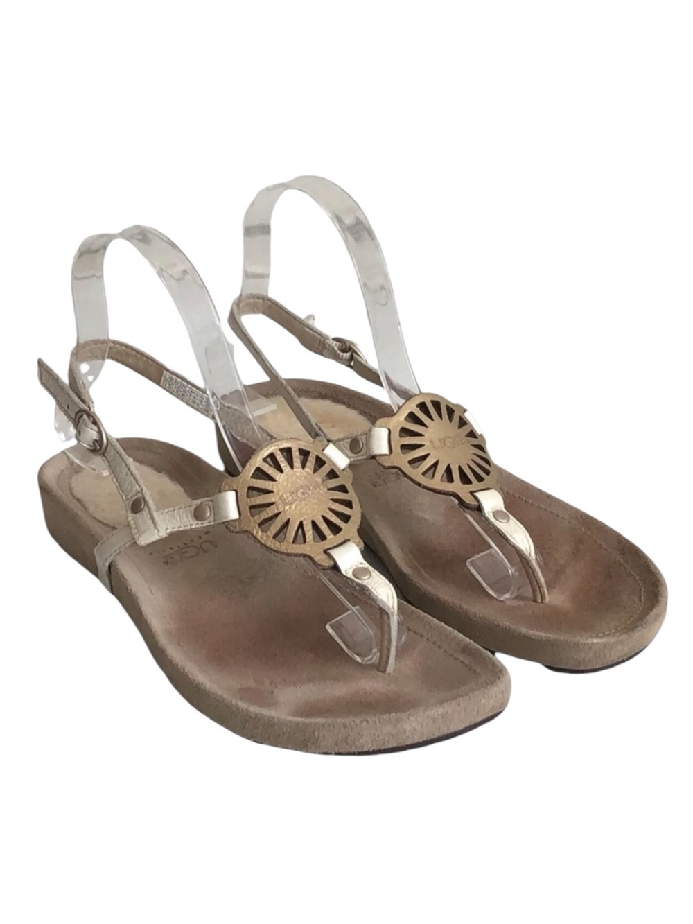 UGG Australia Halendi  Sheepskin Heel Medallion Sandal Sz 8